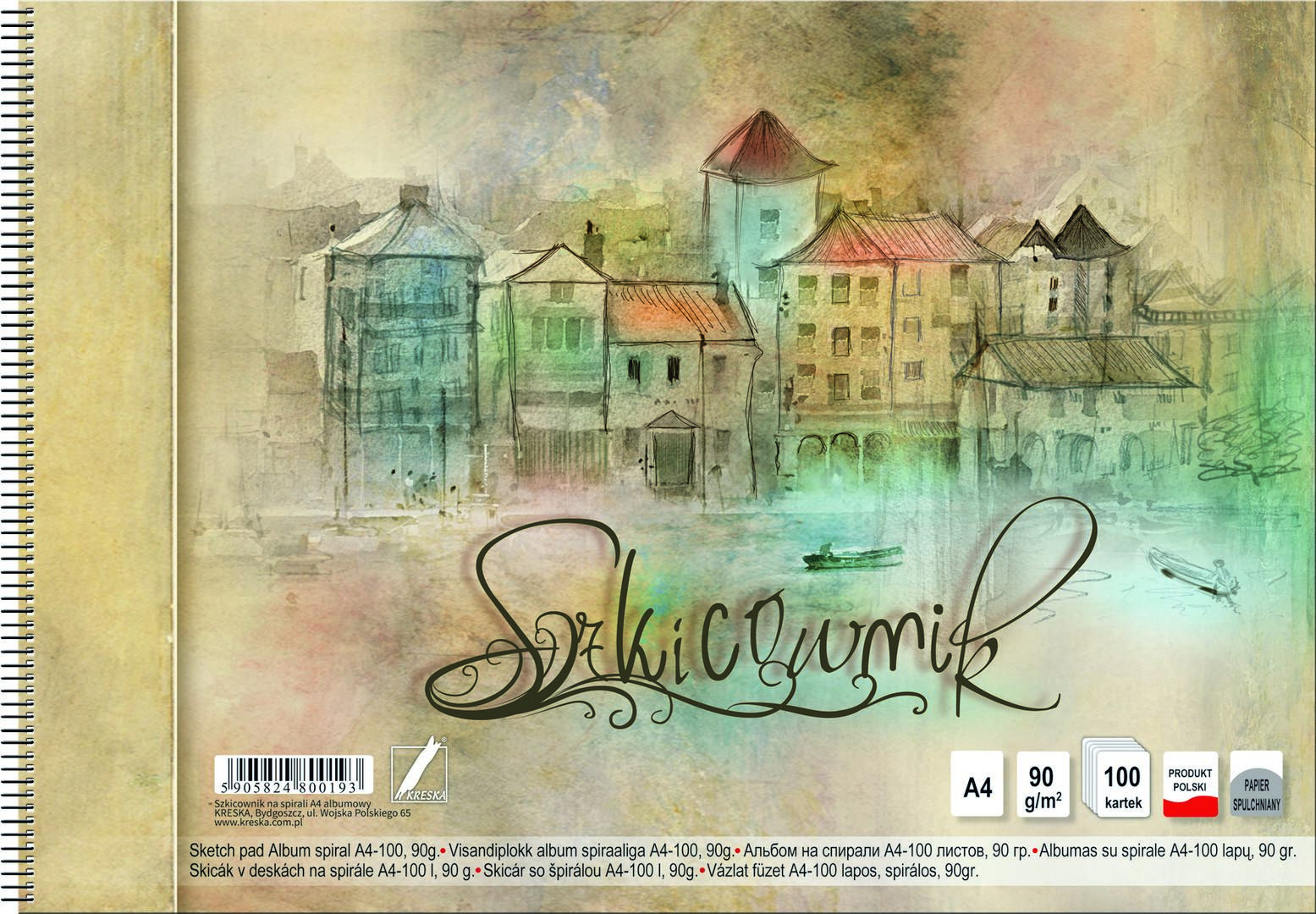 Szkicownik na spirali A4/100k. Kreska